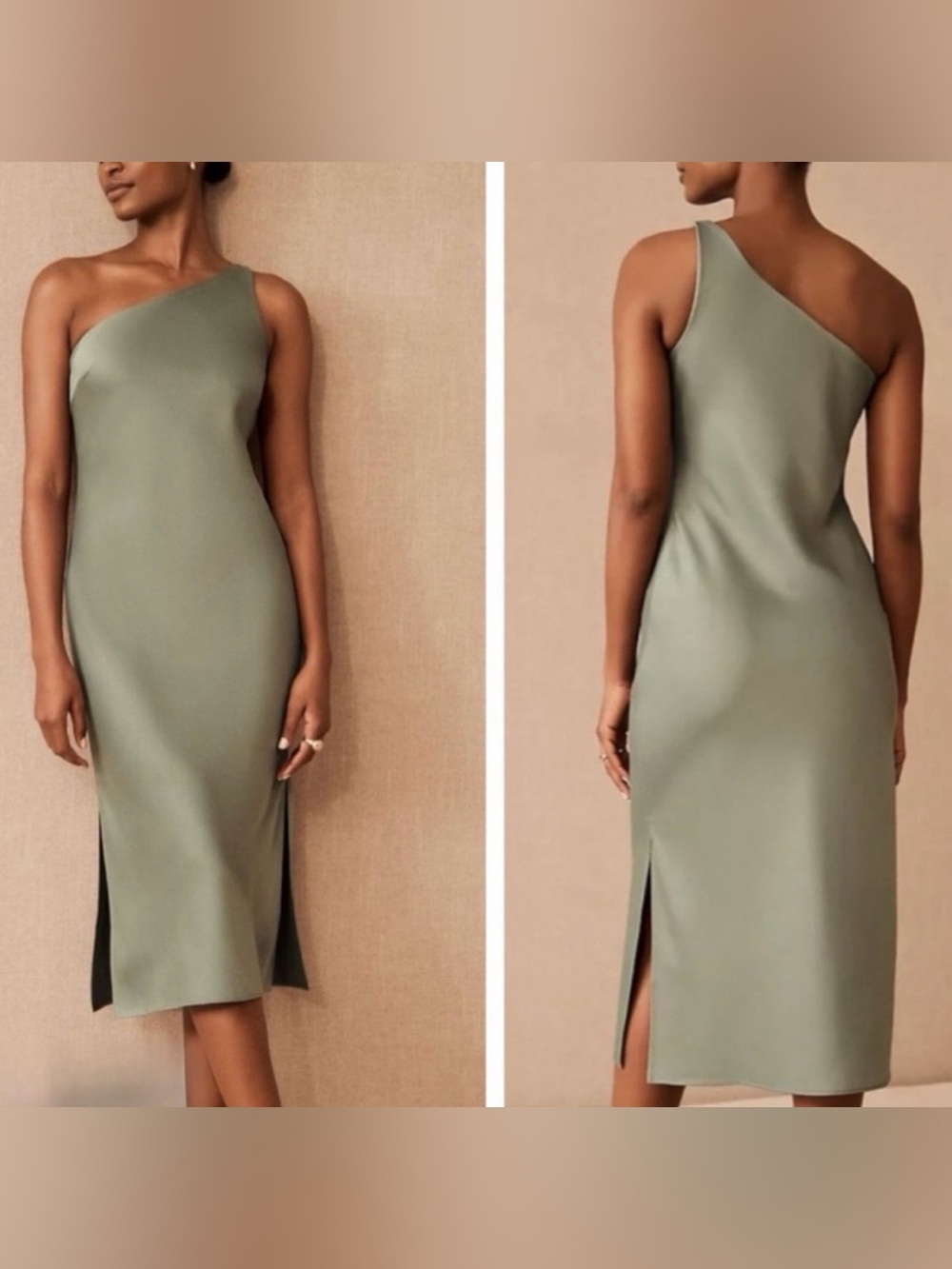 BHLDN Midi Satin One Shoulder Dress